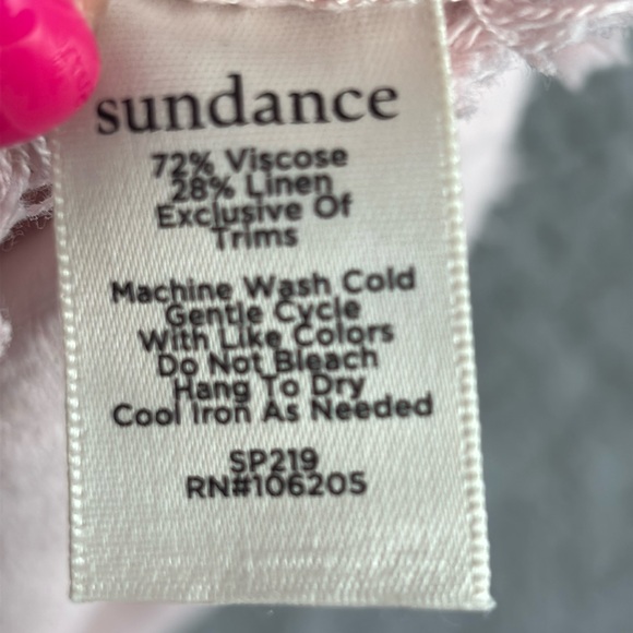 Sundance Top Pale Pink Medium Linen Blend Fringe Details - Picture 5 of 6